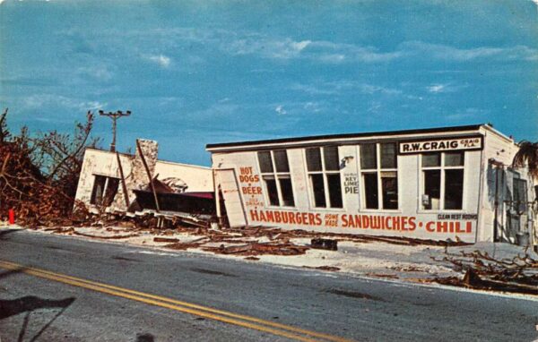 Craig Key Florida Hurricane Donna Damage to Craig Key, Vintage Postcard U21277
