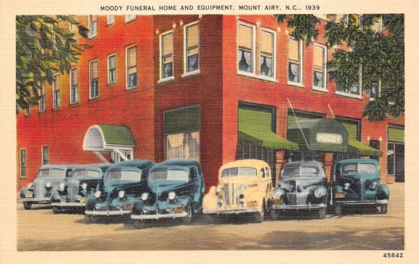 Mount Airy North Carolina Moody Funeral Home & Equipment, Vintage PC U21281