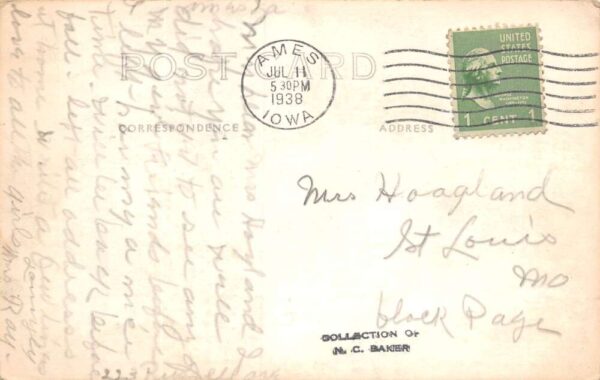 Ames Iowa Lake Laverne, Iowa State College, Real Photo, Vintage Postcard U21289 - Image 2