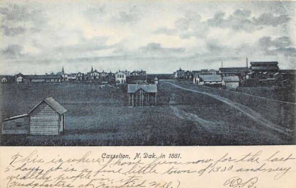 Casselton North Dakota Town View in 1881, Lithograph, Vintage Postcard U21316