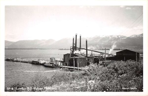Polson Montana Lumber Mill, Real Photo, Vintage Postcard U21321