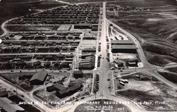 Fort Peck Montana Business Section & Temporary Residences, RPPC U21324