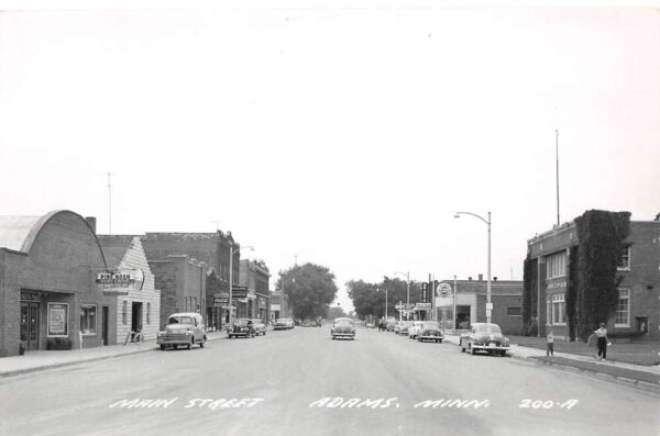 Adams Minnesota Main Street, Real Photo, Vintage Postcard U21333