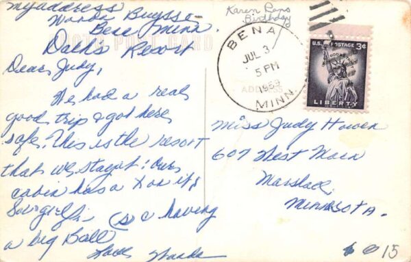 Bena Minnesota Winnibigoshish Resort, Real Photo, Vintage Postcard U21335 - Image 2
