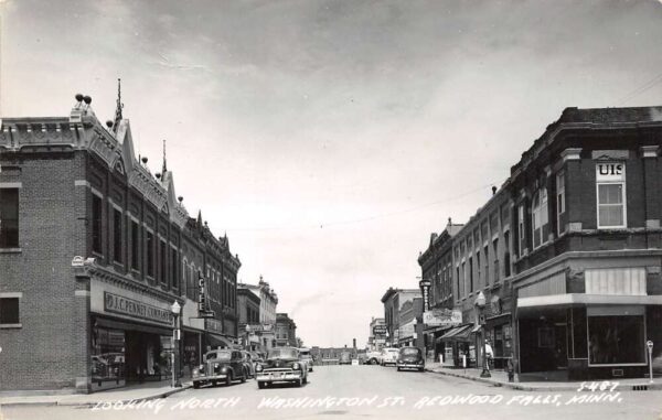 Redwood Falls Minnesota N. on Washington St., J.C. Penney Store, RPPC U21345