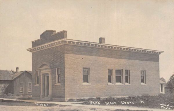 Coral Michigan Bank Block Real Photo Vintage Postcard AA90731