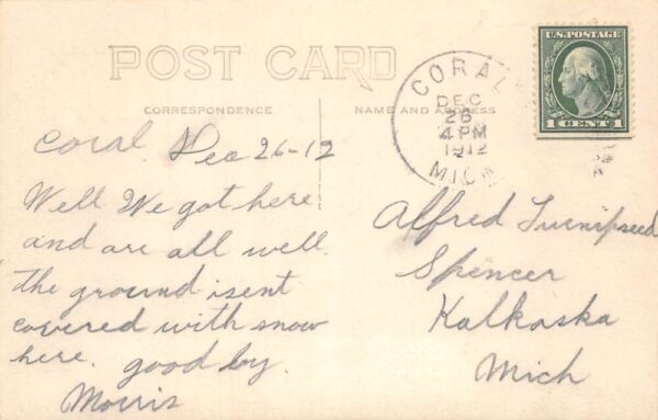 Coral Michigan Bank Block Real Photo Vintage Postcard AA90731 - Image 2