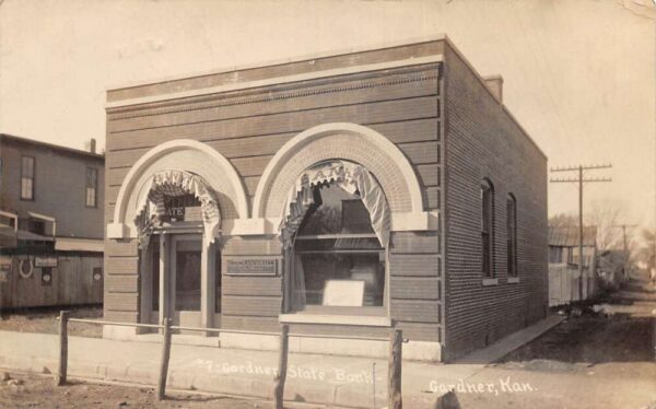 Gardner Kansas State Bank Real Photo Vintage Postcard AA90733