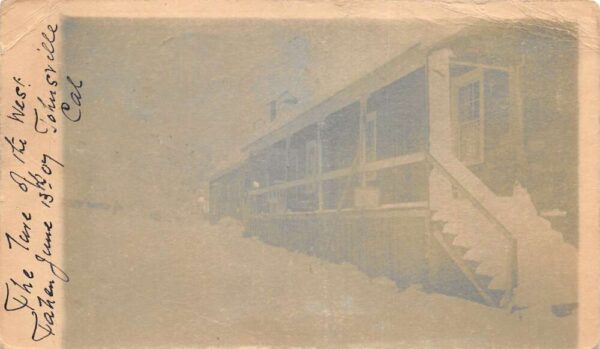 Johnsville California Cabin after Snow Storm Real Photo Vintage Postcard AA90747