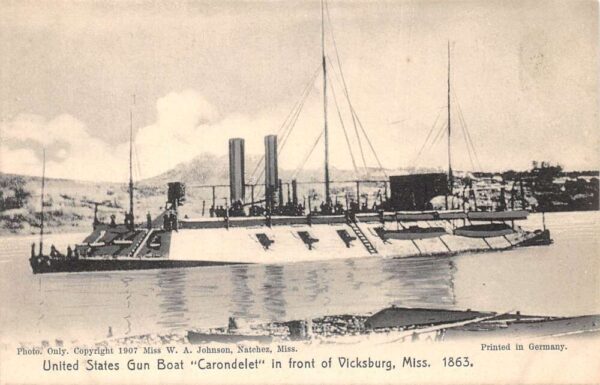 Vicksburg Mississippi US Gun Boat Carondelet Military Vintage Postcard AA90751