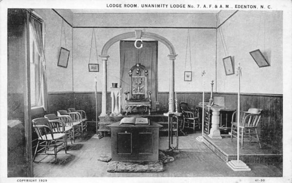 Edenton North Carolina Unamity Lodge Masonic Lodge Room Vintage Postcard AA90770