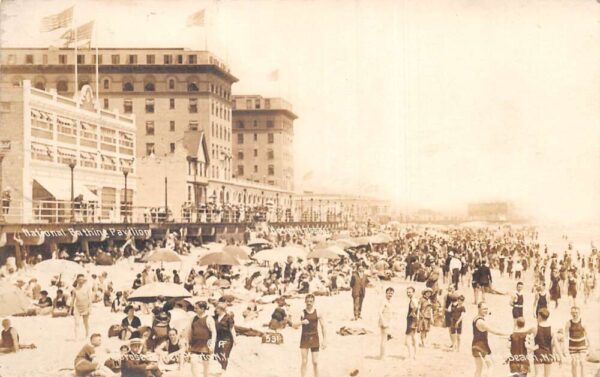 Long Beach New York National Bathing Pavilion and Beach Real Photo PC AA90773