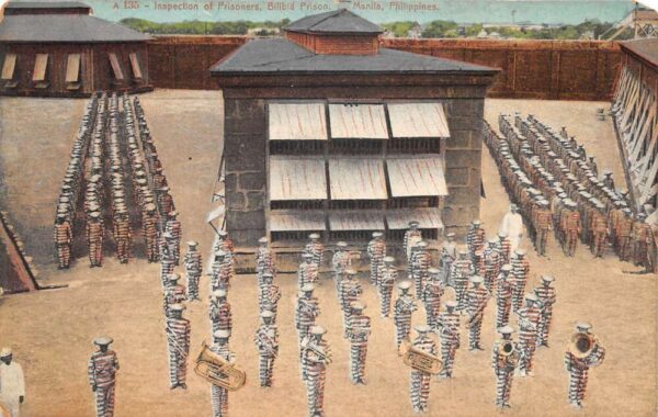 Manila Philippines Bilibid Prison Prisoner Inspection Vintage Postcard AA90791
