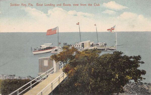 Soldier Key Florida Boat Landing and Boats from Club Vintage Postcard AA90817