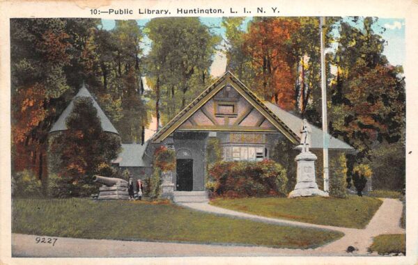 Huntington Long Island New York Public Library Vintage Postcard AA90824