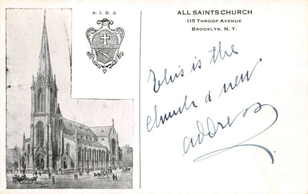Brooklyn New York All Saints Church Vintage Postcard AA90831