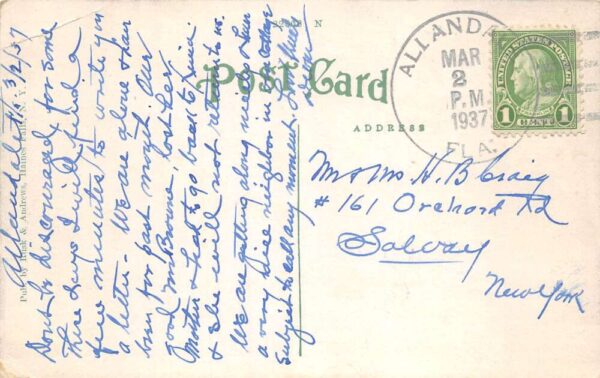 Allandale Florida Buena Vista Baker Residence Vintage Postcard AA90834 - Image 2