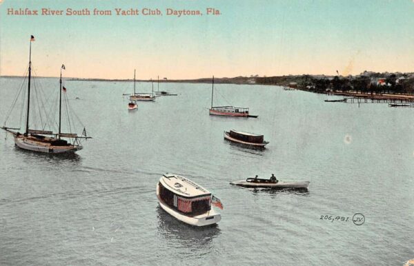 Daytona Florida Halifax River South from Yacht Club Vintage Postcard AA90835