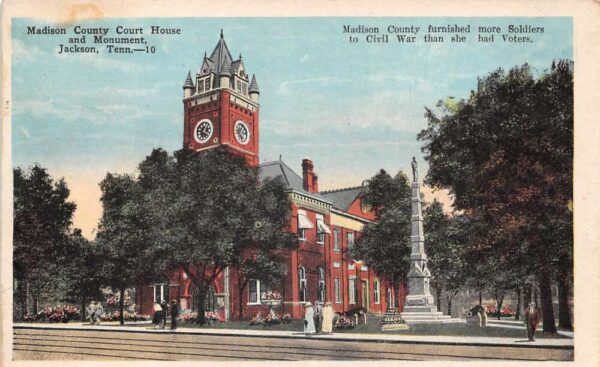 Jackson Tennessee Court House and Monument Vintage Postcard AA90838