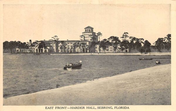 Sebring Florida Harder Hall East Front Exterior from Ocean Postcard AA90850