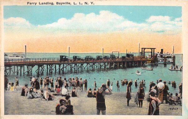 Bayville Long Island New York Ferry Landing and Beach Vintage Postcard AA90854