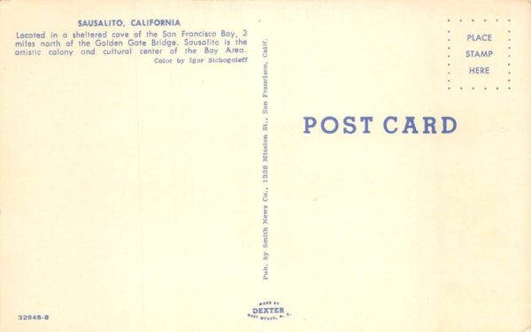 Sausalita California Harbor View Waterfront Businesses Vintage Postcard AA90855 - Image 2
