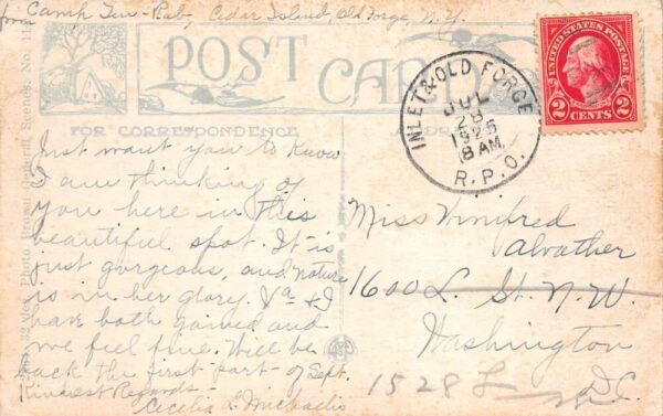 Cedar Island New York Camp Ten-Rab Boats along Beach Vintage Postcard AA90858 - Image 2
