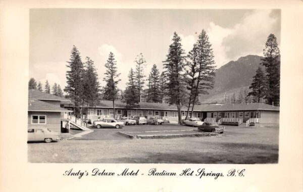 Radium Hot Springs BC Canada Andy's Deluxe Motel Real Photo Postcard AA90871