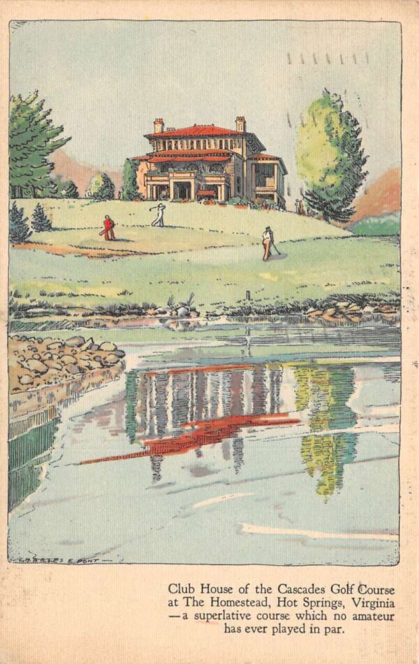 Hot Springs Virginia Cascades Golf Course Club House Vintage Postcard AA90873