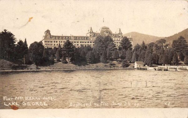 Lake George New York Fort William Henry Hotel Scenic View Real Photo PC AA90893
