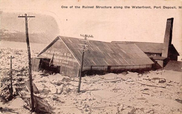 Port Deposit Maryland Ruined Structure Flood Disaster Ice Postcard AA90896