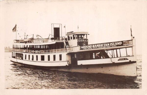 New York City Manhattan Sightseeing Steamer Real Photo Vintage Postcard AA90901