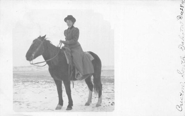 Creston South Dakota Woman Riding Horse Real Photo Vintage Postcard AA90923