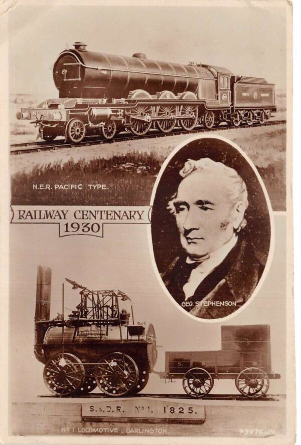1930 Railway Centenary Railroad Locomotives Stephenson Real Photo PC AA90940