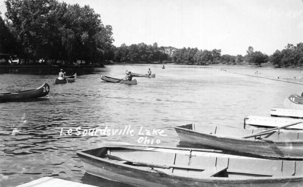 Monroe Ohio LeSourdsville Lake Canoeing Real Photo Postcard AA90960