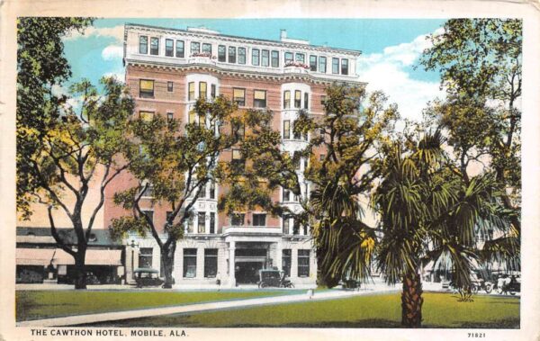 Mobile Alabama The Cawthon Hotel Vintage Postcard AA90980