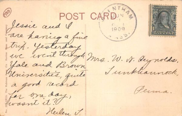 Wrentham Massachusetts Church and Public Library Vintage Postcard AA90982 - Image 2