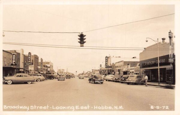 Hobbs New Mexico Broadway Street Barbershop Firestone Real Photo PC AA91067