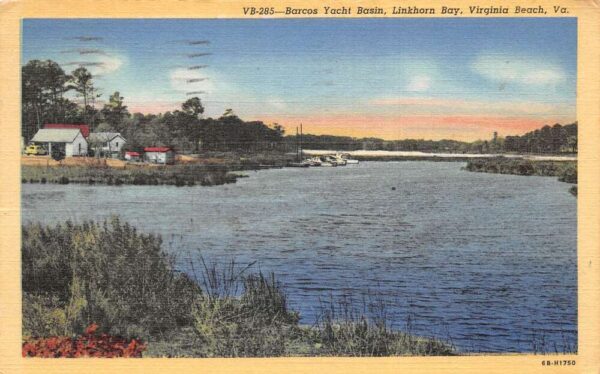 Virginia Beach Virginia Barcos Yacht Basin Scenic View Vintage Postcard AA91076