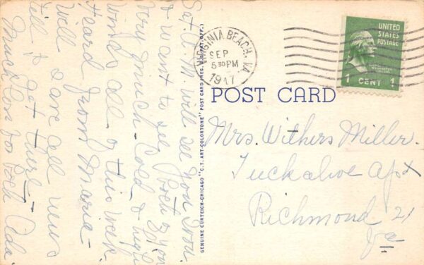 Virginia Beach Virginia Barcos Yacht Basin Scenic View Vintage Postcard AA91076 - Image 2