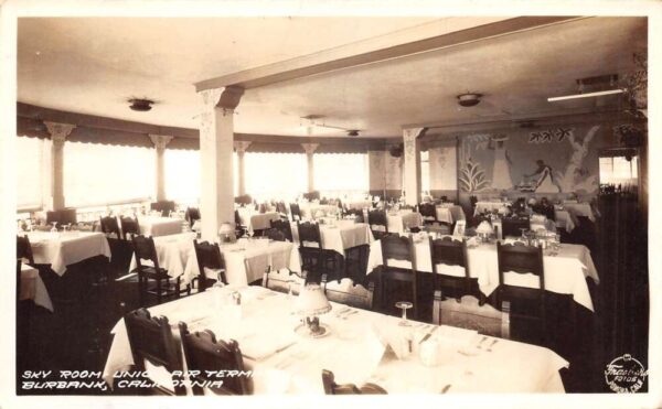 Burbank California Union Air Terminal Sky Room Frasher Real Photo PC AA91106