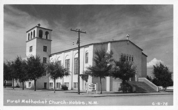 Hobbs New Mexico First Methodist Church Real Photo Vintage Postcard AA91125