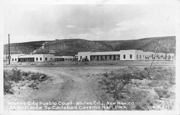 White's City New Mexico Pueblo Court Carlsbad Caverns Real Photo PC AA91126