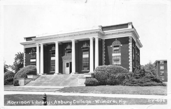 Wilmore Kentucky Asbury College Morrison Library Real Photo Postcard AA91131