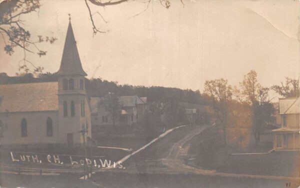 Lodi Wisconsin Lutheran Church Real Photo Vintage Postcard AA91146
