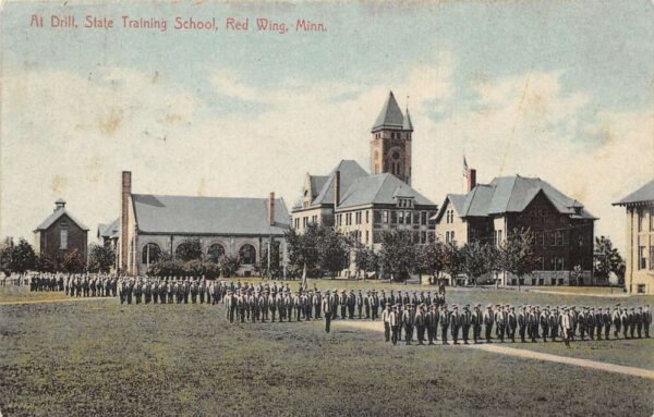 Red Wing Minnesota State Training School at Drill Vintage Postcard AA91152