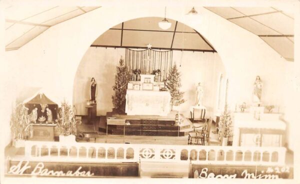 Minnesota St Barnabas Church Interior View Real Photo Postcard AA91158