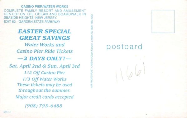 Seaside Heights New Jersey Casino Pier Amusement Park Vintage Postcard AA91199 - Image 2