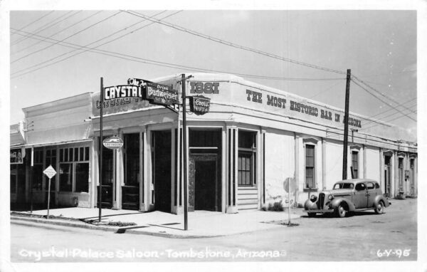 Tombstone Arizona Crystal Palace Saloon Beer Signs Real Photo Postcard AA91218