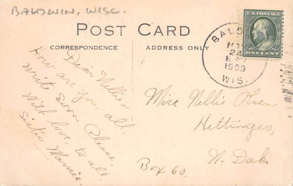 Baldwin Wisconsin Cottage with Hammock Real Photo Vintage Postcard AA91231 - Image 2
